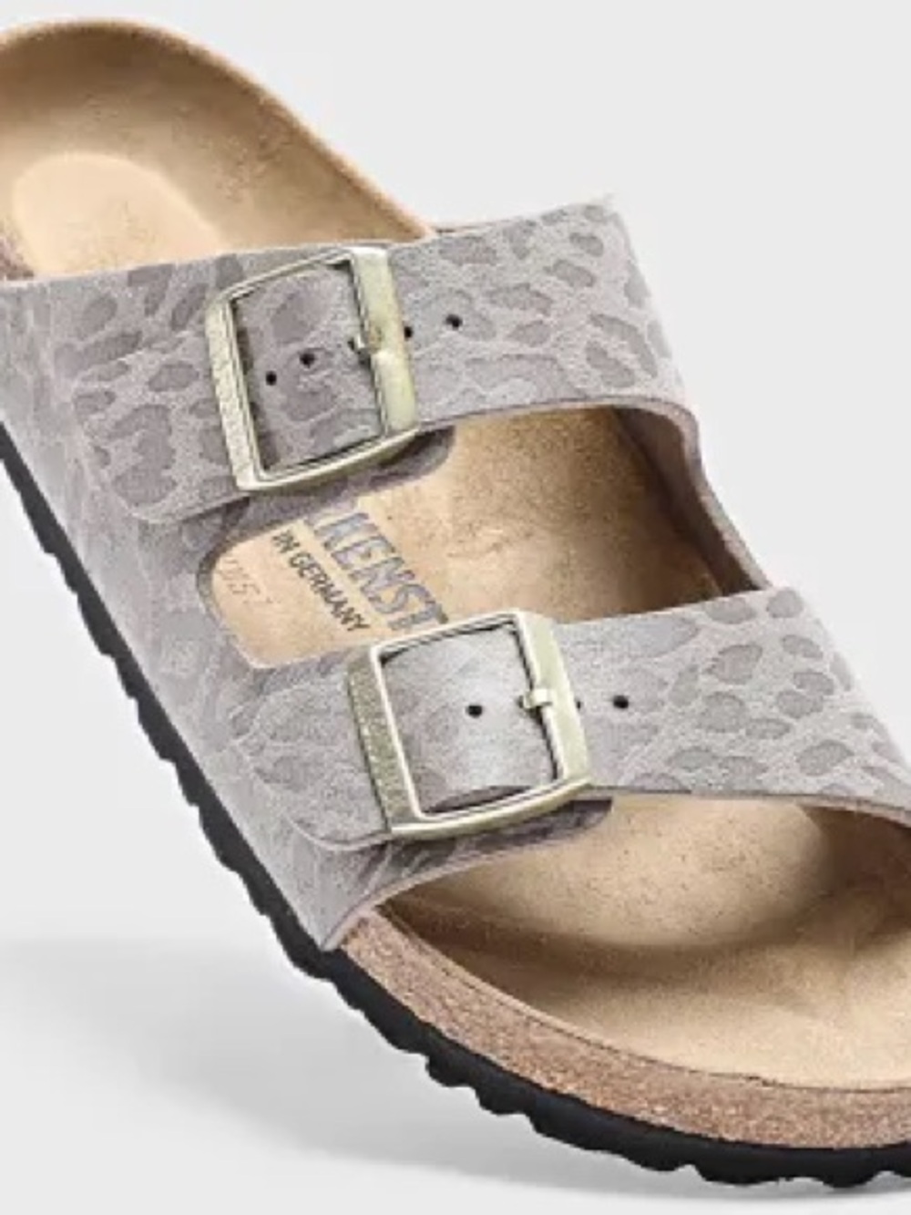 Birkenstock Arizona Two-Strap Sandal in Taupe Leopard Suede - Picture 4 of 5